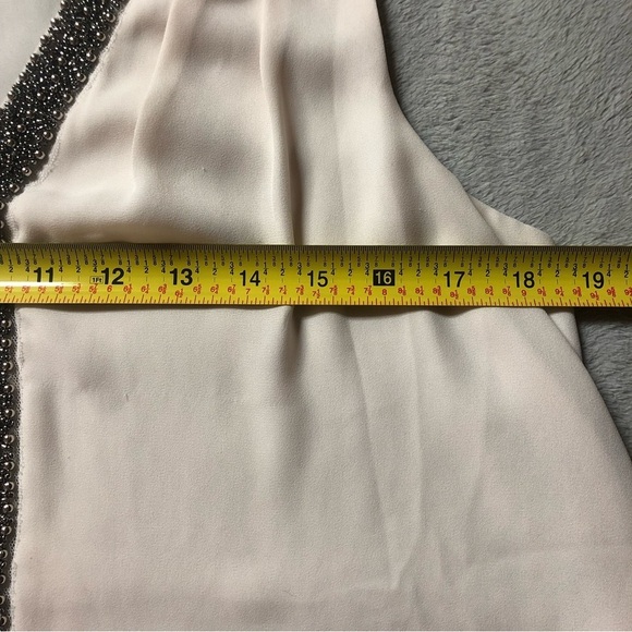 Spense Cream Sleeveless Blouse With Beaded Deep V Neckline Size Medium - Picture 8 of 11